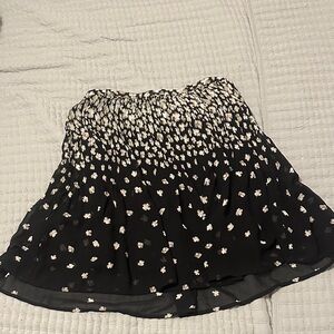 Elle Black and Cream Floral A-Line Skirt